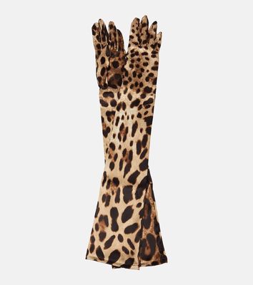 Dolce & Gabbana x Kim Kardashian leopard-print silk-blend gloves