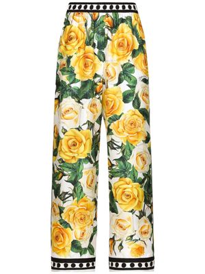 Dolce & Gabbana Yellow Rose silk pyjama bottoms