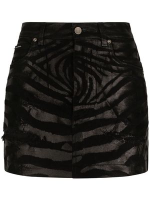 Dolce & Gabbana zebra-effect denim mini skirt - Black