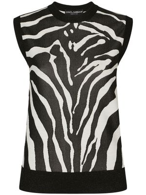 Dolce & Gabbana zebra pattern jacquard sleeveless sweater - Black