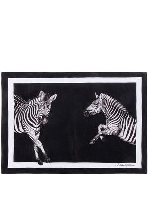 Dolce & Gabbana zebra placemat-napkin set - Black