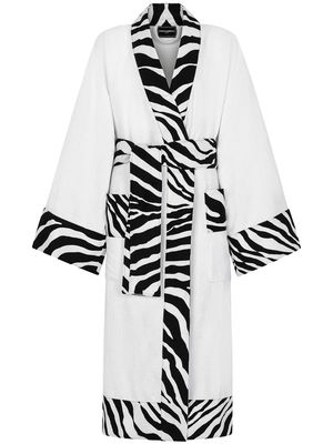 Dolce & Gabbana zebra-print cotton bathrobe - White