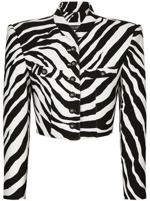 Dolce & Gabbana zebra-print cropped jacket - Black