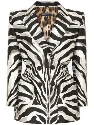 Dolce & Gabbana zebra-print double-breasted blazer - White