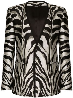 Dolce & Gabbana zebra-print lamé jacquard blazer - Black