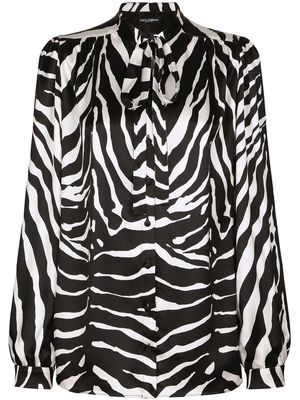 Dolce & Gabbana zebra print pussy-bow collar shirt - Black