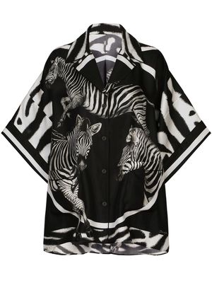 Dolce & Gabbana zebra print short-sleeved silk shirt - Black