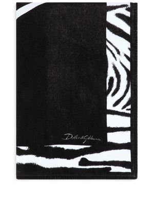 Dolce & Gabbana zebra print terry cloth beach towel - Black