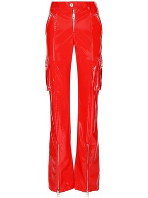 Dolce & Gabbana zip-detail patent-faux-leather trousers - Red