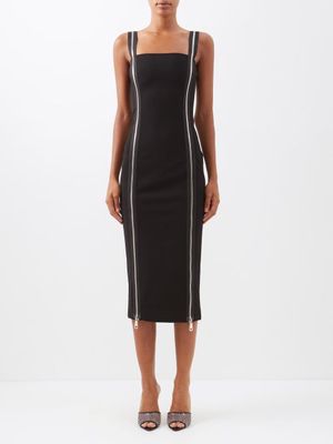 Dolce & Gabbana - Zip-embellished Jersey Midi Dress - Womens - Black