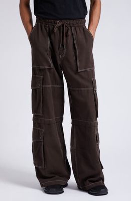 Dolce & Gabbana Zip Off Convertible Cotton Gabardine Cargo Pants in Dark Brown