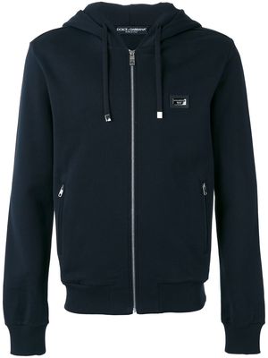 Dolce & Gabbana zip-up cotton hoodie - Blue