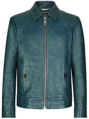 Dolce & Gabbana zip-up leather jacket - Green