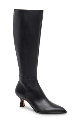 Dolce Vita Auggie Pointed Toe Knee High Boot in Black Dritan Leather