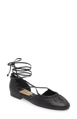 Dolce Vita Cancun Ankle Tie Flat in Black Leather