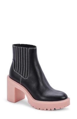 Dolce Vita Caster H2O Waterproof Lug Sole Platform Bootie - Wide Width Available in Black/Pink Leather H2O