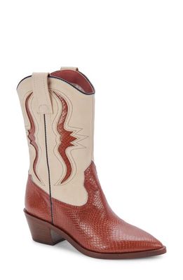 Dolce Vita Suzzy Western Boot in Brown Multi Embossed Leather