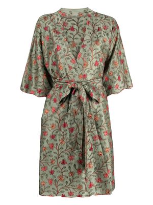 Dolci Follie floral-print silk-blend robe - Green