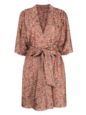 Dolci Follie floral-print silk-blend robe - Pink