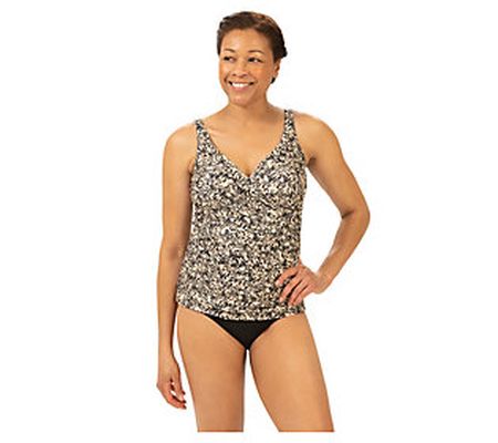 Dolfin Aquashape Womens Print Wrap Tankini Top in Animal