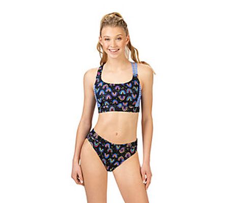 Dolfin Womens Print Asymetrical 2-Piece Swimsui t in Be Happy