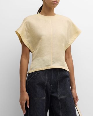 Dolman Short-Sleeve Linen-Silk Top