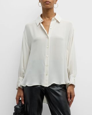 Dolman-Sleeve Silk Georgette Shirt