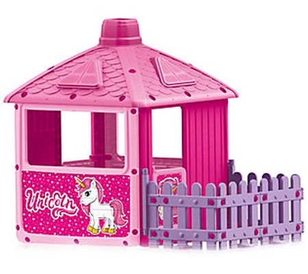 Dolu Toys Unicorn Playhouse With Fenced Garden, Pink
