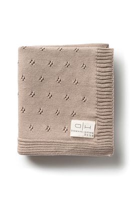 Domani Home Flower Pointelle Baby Blanket in Stone 