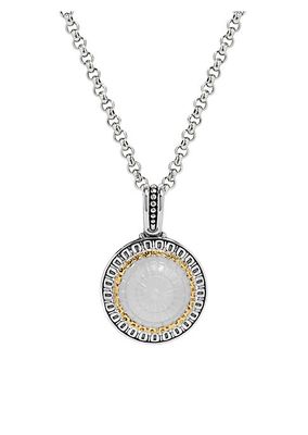 Dome Sterling Silver, 18K Gold & Crystal Mother-Of-Pearl Doublet Pendant