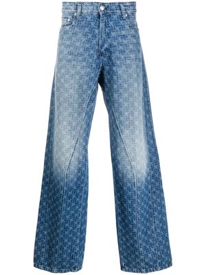 Domenico Formichetti printed wide-leg jeans - Blue