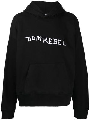 DOMREBEL Caveman embroidered-logo hoodie - Black