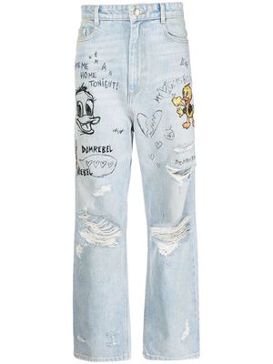 DOMREBEL Duck distressed straight-leg jeans - BEACH