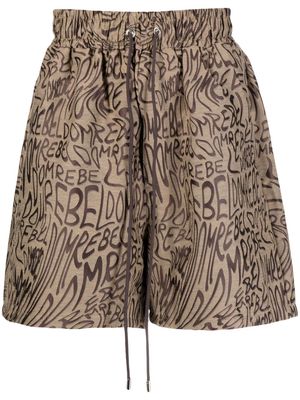 DOMREBEL jacquard logo-print track shorts - Brown