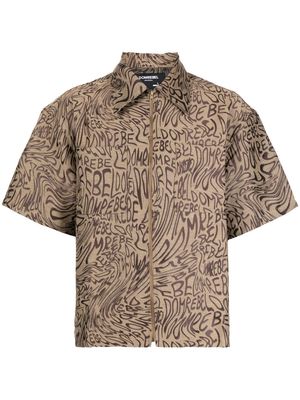 DOMREBEL jacquard logo-print zip-up shirt - Brown