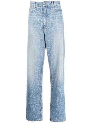 DOMREBEL logo-print straight-leg jeans - Blue