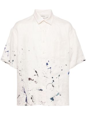 DOMREBEL Monday splatter-print linen shirt - White