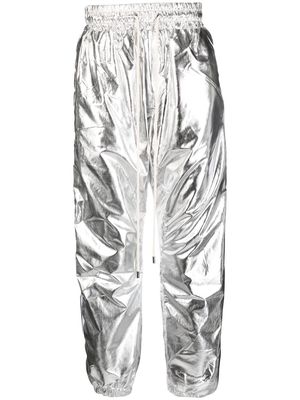 DOMREBEL Relaxed metallic logo-tape track pants - Silver