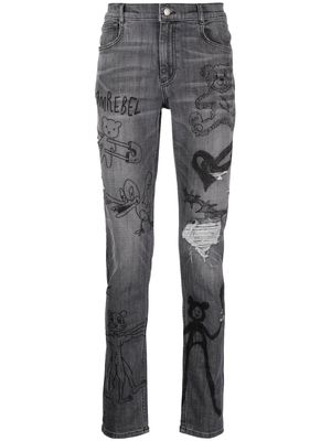 DOMREBEL Scribble printed skinny jeans - Black