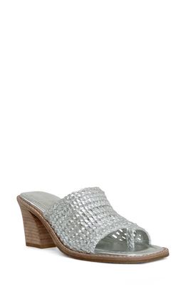 Donald Pliner Block Heel Sandal in Silver 