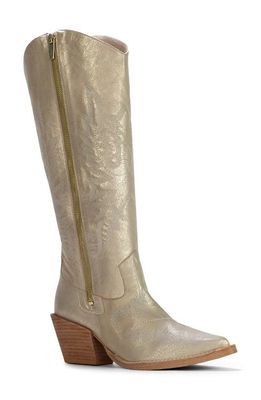 Donald Pliner Kaytee Pointed Toe Western Boot in Pale Gold