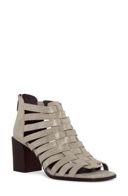 Donald Pliner Metallic Block Heel Cage Sandal in Natural/pe