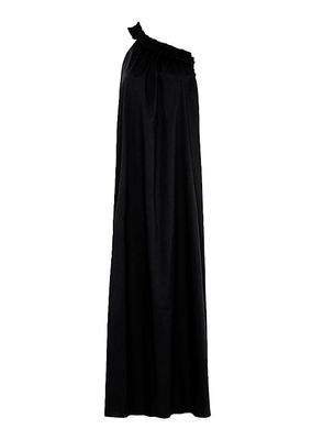 Donatella Cotton-Poplin One-Shoulder Maxi Dress