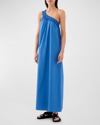Donatella Frill-Trim One-Shoulder Maxi Dress