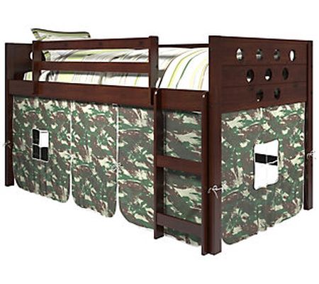 Donco Kids Twin Circles Low Loft Bed w/ Print T ent