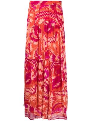 DONDUP abstract-print long skirt - Orange