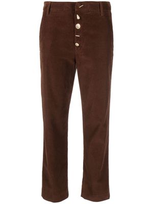 DONDUP button-fly corduroy cropped trousers - Brown