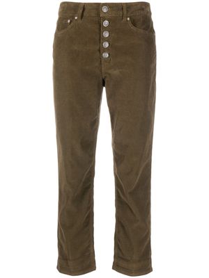DONDUP button-up corduroy cropped trousers - Green