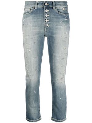 DONDUP distressed cropped slim-cut jeans - Blue