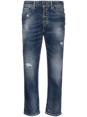 DONDUP distressed straight-leg cropped jeans - Blue